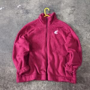 Washington State Cougars Jacket Womens L Red Champion Sherpa Full Zip Mock